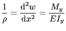 $\displaystyle \frac{1}{\rho}= \frac{\text{d}^2w}{\text{d}x^2}=\frac{M_y}{EI_y}$