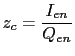 $\displaystyle z_c=\displaystyle\frac{I_{en}}{Q_{en}}$
